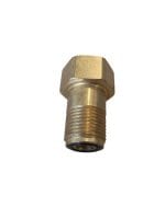 Brass pneumatic fitting for air tools with male threads.