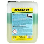 Lijevo serviser koji sadrži super koncentrirano sredstvo za pranje tepiha i odjeće za industrijsku upotrebu.