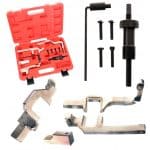 Set za servisiranje kompresora sa alatom i nastavcima za popravku.