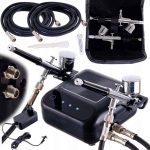 Set Kompresor i 2 kom Airbrush Black Za Crtanje Farbanje AutoStop