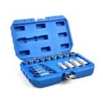 Set za zračne alate, kompleti za alate u slučaju od plavog plastika.