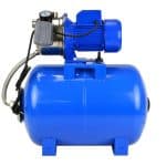 Kompressor za zrak sa plavom cilindarskom kabinom i električnim motorom.