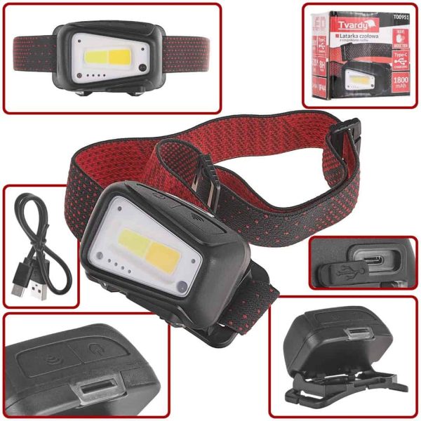 Čelna LED Lampa za Glavu 8W Sa Senzor Pokreta 1800mAh IP44