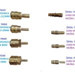 Euro spojnice za kompresore i pneumatike, razne dimenzije i vrste.