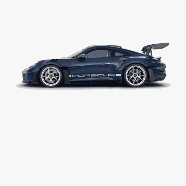 Brza sportska automobil Porsche, sportski auto sa velikim zadnjim spoilerom.