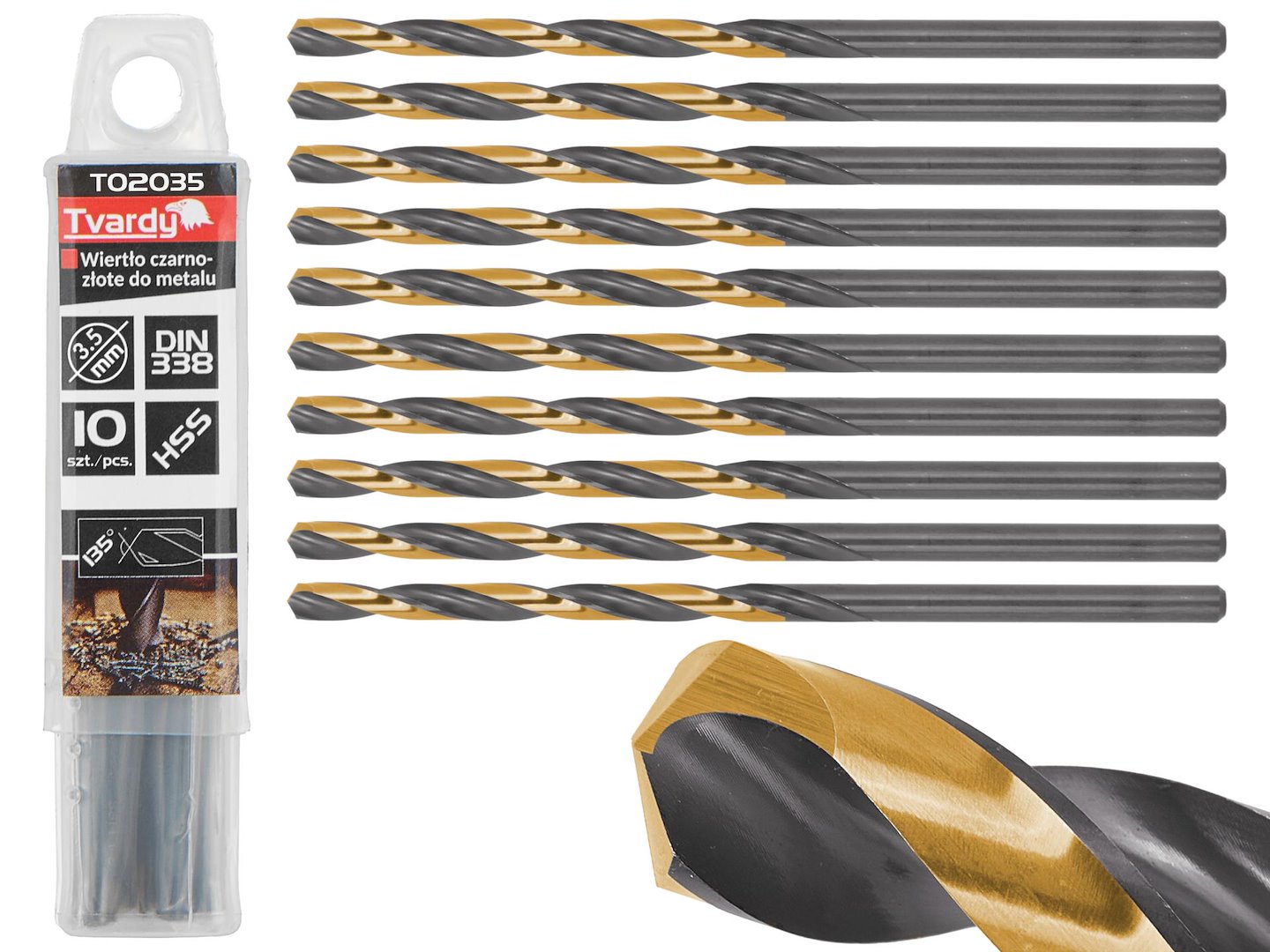 9648_0_18507578 Borer Za Metal Zlatno-Crni HSS 3.50MM T02035 TVARDY - Image 1