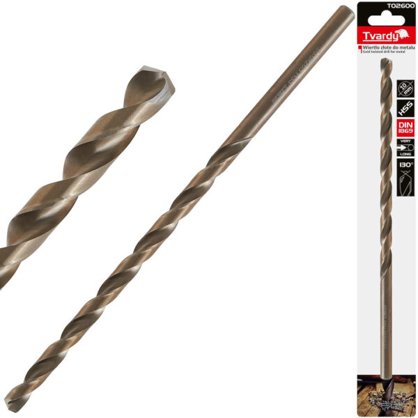 Dugi Zlatni HSS Borer DIN1869 10,0MM X 265MM T02600 TVARDY