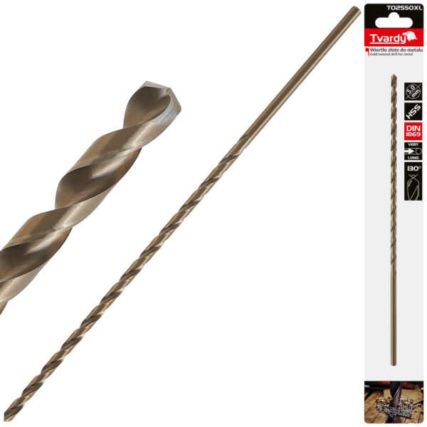 Dugi Zlatni HSS Borer za Metal DIN1869 5.00MM X 245MM TVARDY