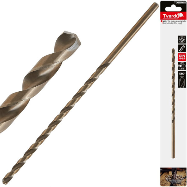 Dugi Zlatni HSS Borer za Metal DIN1869 6.00MM X 205MM TVARDY